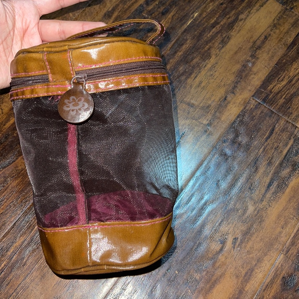 Brown Mesh Cosmetic Bag